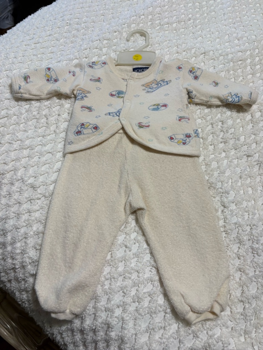 Cream Baby Pajama Set with Subtle Print